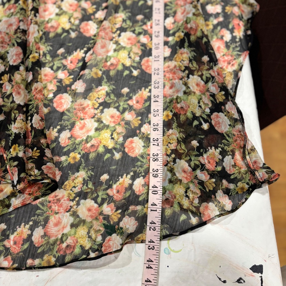 UNIF Black Floral Sheer High Low Chiffon Cami Top Dress Spaghetti Strap XS NWT - Picture 10 of 11